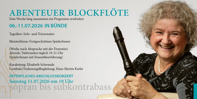 Flyer Abenteuer Blockflöte mit Foto E. Schwanda