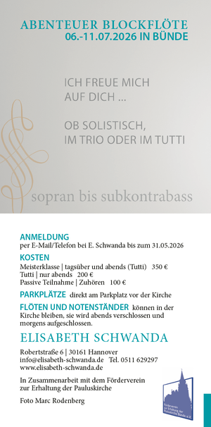 Elisabeth Schwanda auf Flyer Meisterkurs Bünde